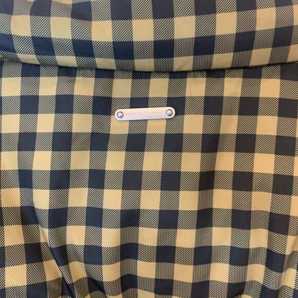 Rebecca Minkoff Puffer Jacket Coat Large Khski Black Tan Gingham Preppy NWOT - Picture 8 of 12